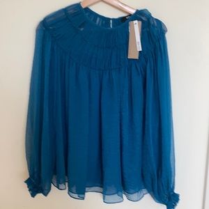 NWT shimmery TEAL DO+ BE tunic blouse